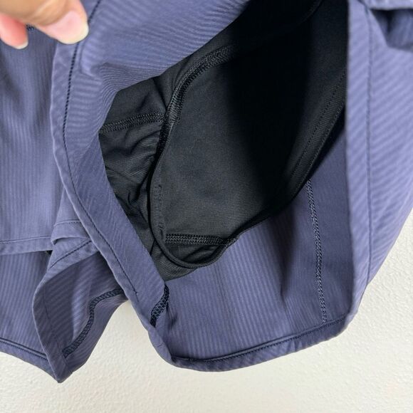 Lululemon Speed Up Lined Short Navy Blue Stripe Running Gym Women’s Size 8 - Picture 2 of 7